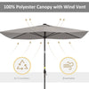 6.5x10ft Patio Umbrella Tilt Aluminum Outdoor Market Parasol with Solar Powered LEDs, Crank - Light Grey