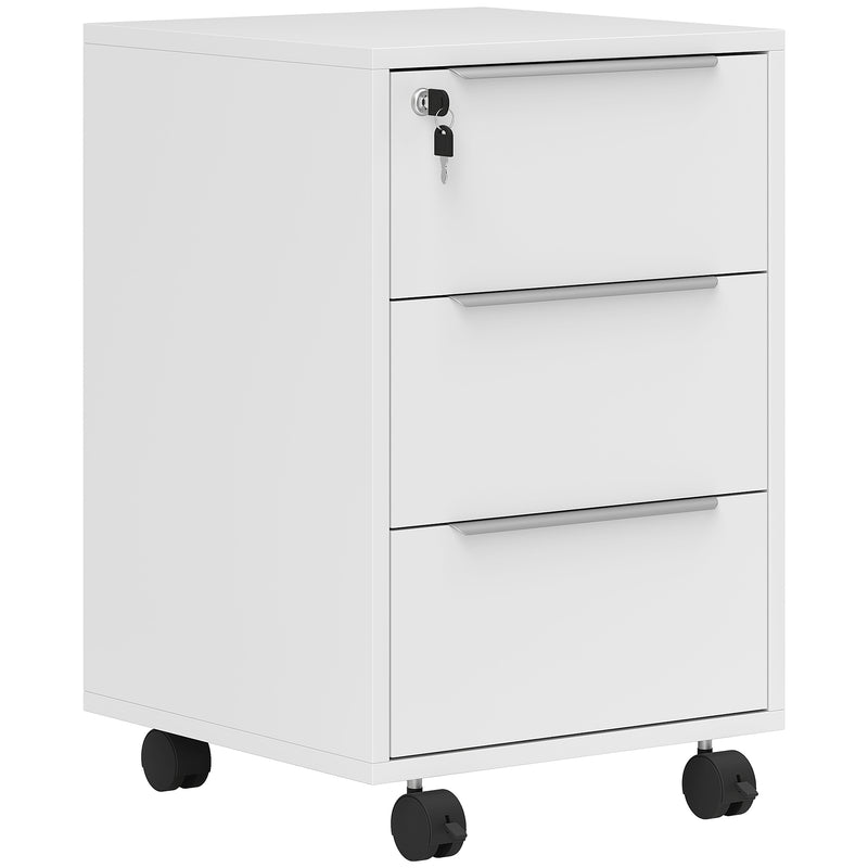 Classeur à 3 tiroirs avec roulettes, classeur vertical avec serrure, gris
