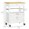Kitchen Cart, Utility Trolley, Small Kitchen Island with Storage Drawer & Side Hooks for Dining Room, White