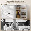 Sideboard Buffet Cabinet, Farmhouse Coffee Bar Cabinet with Door Shelves, Adjustable Shelves, Drawer, Barn Doors, White