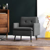 Accent Chair, Upholstered Armchair with Tufted Back Cushion and Steel Legs for Living Room, Bedroom, Dark Grey