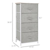 Commode/Tour de rangement en tissu de lin avec 4 tiroirs amovibles, cadre métallique et pieds réglables pour salon, cuisine, salle de bain, blanc