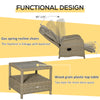 3 Pieces Patio Wicker Bistro Set, PE Rattan Coffee Table & Adjustable Recline Chairs Furniture Set with Cushions and Wood Grain Plastic Top, Khaki
