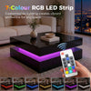LED Coffee Table with Storage, 2-Tier Modern Center Table with Open Shelf and Remote for Living Room