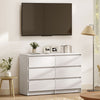 Wide Chest of Drawers, 6 Drawer Dresser for Bedroom, Living Room, Hallway, Modern Clothes Storage Organizer, White