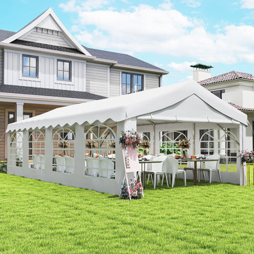 13'x26' Heavy Duty Large Party Tent & Carport with Removable Sidewalls, Windows, Portable Garage Canopy Tent, White
