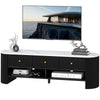 TV Stand, Modern TV Table with Marble-Effect Top, 3 Drawers and 2 Open Shelves for 32-65 Inch Television