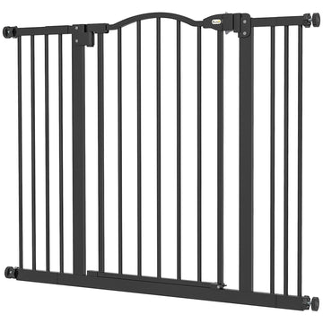 Extra Tall Dog Gate with Door, Pressure Fit, Auto Close, Double Locking for Doorways Hallways Stairs, 29