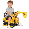 Qaba Kids Ride-on Excavator with Digger, Pretend Play Construction Truck with Under Seat Storage, Realistic Sound, Treaded Wheels, No Power Design