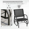 Patio Glider Outdoor Glider Chair with Breathable Mesh Seat & Backrest, Armrests and Metal Frame, Black