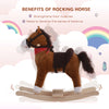 Qaba Kids Plush Rocking Horse Child Ride On Toy Rocker with Realistic Sounds Coffee