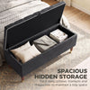 Storage Ottoman Bench, Linen-Look Upholstered Seat, 264 LBS Capacity, End of Bed Bench, Dark Grey