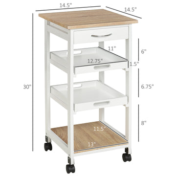 Îlot de cuisine roulant, chariot de service utilitaire avec tiroir, gris