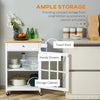 Rolling Kitchen Cart with Drawer and Glass Door Cabinet, Kitchen Island on Wheels with Towel Rack