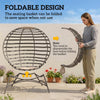 Egg Chair, Patio Lounge Chair, Foldable Basket Chair with Large Seat Cushion, Side Pocket
