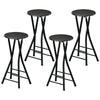 Set of 4 Foldable Barstools, Counter Height Bar Stools with Footrest and Steel Legs for Kitchen Island, Black
