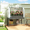 Galvanised Raised Garden Bed with Greenhouse Cover, Metal Elevated Planter Box with Bed Liner, Bottom Shelf, Dark Grey