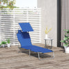 Outdoor Lounge Chair, Adjustable Folding Chaise Lounge,  Tanning Chair with Sun Shade for Beach, Camping, Hiking, Backyard, Blue