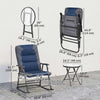 3pc Patio Foldable Rocking Chair Set, Outdoor Rocking Chairs and Table Bistro Set w/ Padded Seat, Headrest, Backrest for park, backyard, garden, Blue