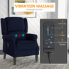 Massage Recliner Chair for Living Room, Push Back Recliner Sofa, Suede Wingback Reclining Chair with Extendable Footrest, Wood Legs, Remote Control, Side Pockets, Blue
