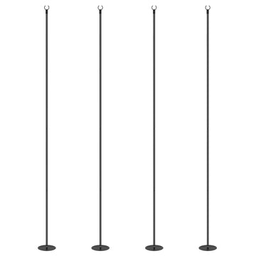 4 Pack of 10' String Light Poles, Steel Hanging Lighting Stand for Patio, Backyard, Deck, Wedding, Party, Black