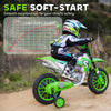 Kids Dirt Bike Battery-Powered Ride-On Electric Motorcycle with Charging 12V Battery, Training Wheels Green