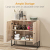 Modern Sideboard, Buffet Cabinet with 2 Chevron Doors and Adjustable Shelf, Kitchen Storage Cabinet with Steel Base, Coffee Bar Cabinet, 31.5