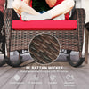 Outdoor Wicker Rattan Rocking Chair Set of 2, Patio Rocker with Thick Cushions for Garden Backyard Porch, Red