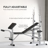 Soozier Bench Press Set Adjustable Weight Bench with Squat Rack, Preacher Curl Pad, Leg Developer and Weight Storage, Light Grey