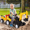 Ride on Tractor for Kids, Pedal Construction Car with Horn & Detachable Trailer for 3 Year Old, Yellow