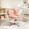 Criss Cross Chair, Armless Wide Office Chair with Leathaire Upholstery, Tilting, No Wheels, Pink