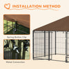 6.9' x 4.6' x 5' Outdoor Dog Kennel with Canopy, Rotating Bowls, Coffee