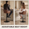 Bar Stools PU Leather Adjustable Swivel Barstools Backrest Counter Chairs Set of 2 Brown