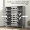 Shoe Cabinet, 21 Pair Shoe Storage Cabinet Organizer with 5-tier Double Door Cabinet and 5-tier Open Shelves, Light Grey