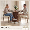 Upholstered Linen Fabric Kitchen Chairs, Modern Dining Chairs Set of 2 with Metal Legs, Beige