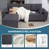 Corner Sofa with Changeable Chaise, Corduroy L-Shaped Sectional Sofa with Pocket Spring, 2 Pillows, Charcoal Grey