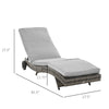 Outdoor Adjustable Wicker Chaise Lounge Chair with Cushion & Wheels for Patio, Deck, Poolside