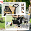 Pet Stroller Foldable Carrier for Cat, Dog and More 4 Wheels Travel Jogger with Cup Holder, Storage Basket, 360 ° swiveling front wheels, Easy Fold, Coffee