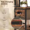 Kitchen Baker's Rack with Power Outlet and LED Light, 5-Tier Coffee Bar Station with 10 Hooks, Rustic Brown
