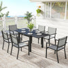 7 Pieces Outdoor Dining Set, Aluminum Patio Table and Chairs Set for 6 with Extendable Tabletop and Stackable Chairs