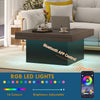 Square Coffee Table with 16-Colour LED Lights, 35-inch Modern Center Table for Living Room, Walnut