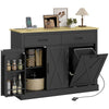 7 Gallon Tilt Out Garbage Cabinet, Kitchen Island with Charging Station, 2 Drawers, 4 Door Racks