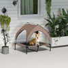 Raised Dog Bed Cooling Dog Cot w/ Canopy Washable Breathable Mesh, for Medium and Large Dogs, Coffee
