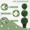 3.3FT Artificial Boxwood Topiary Tree Set of 2, Faux Three Ball Topiary Tree in Pot for Indoor Outdoor Decor, Green
