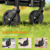Small Collapsible Folding Garden Cart, Heavy Duty Lawn Wagon with Universal Wheels and Adjustable Handle, Black
