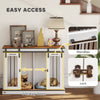 47in Dog Crate Furniture with Divider Panel, Wooden Dog Kennel TV Stand for Large Dogs, Pet House Side Table for 2 Small Dogs with Two Rooms Design, 2 Sliding Doors, Oak