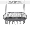 Patio Hammock Chair 2 Seat, Hanging Rope Hammock Swing Chair with Metal Frame and Cushion, Large Macrame Seat for Indoor and Outdoor 396 lbs Capacity, Dark Grey