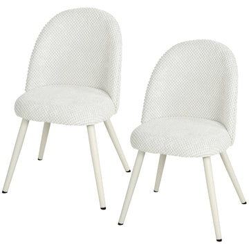 Dining Chairs Velvet Fabric Upholstered Kitchen Chairs Metal Legs Set of 2, Dining Room, Home, White