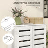 Shoe Storage Cabinet, Shoe Cabinet with 2 Slatted Doors for 15 Pairs of Shoes, White