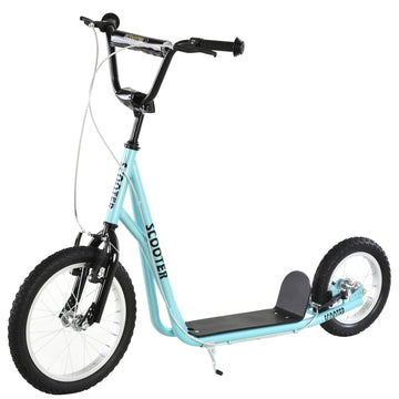 Youth Kick Scooter with Adjustable Handlebar and 16'' Inflatable Rubber Wheel for Kids and Teens 5+ Year Old